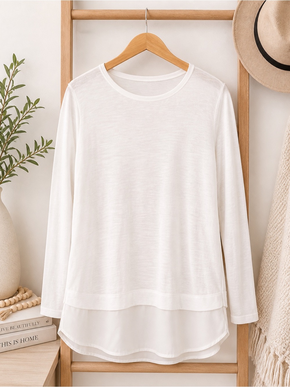J Crew Mercantile 3/4 sleeve white top